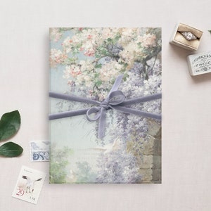Printable Wedding Vellum Overlay for 5x7&quot; Invitation, Fine Art Wedding Embellishment, Wisteria Painting