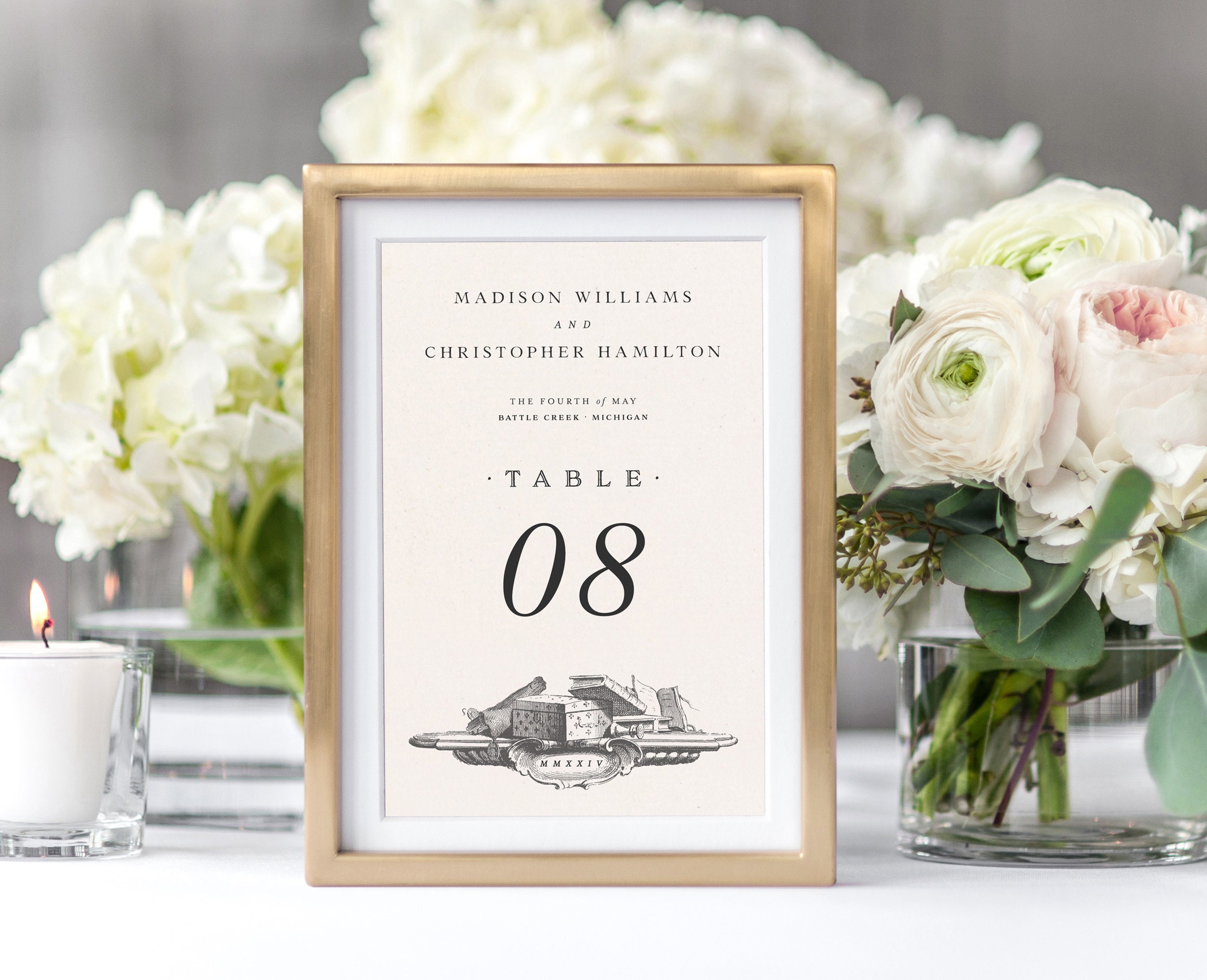 Printable Vintage Book Style Wedding Table Numbers Template, Editable ...