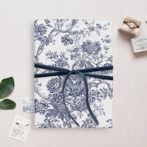 Printable Wedding Vellum Wrap, Toile French Blue Design -  Norway