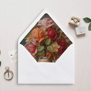 Druckbare Umschlag Liner, A7, Euro Klappe, Quadrat Klappe, 6,5 Quadrat, A6, 5,75 Quadrat, 4 Stange, 4 Stange für 5x7 Hochzeitseinladungen, Herbst Rosen