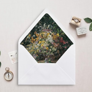 Druckbare Umschlagunterlage, A7, Euroklappe, quadratische Klappe, Blumen Stillleben Umschlageinlage für 5x7 Hochzeitseinladungen, Wildblumenstrauß