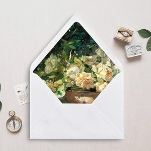 Druckbare Umschlagunterlage, A7, Euroklappe, quadratische Klappe, Blumen Stillleben Umschlageinlage für 5x7 Hochzeitseinladungen, Sommerblumen