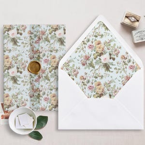 Druckbare Hochzeit Pergamentpapier und Umschlag Liner für 5x7 Hochzeitseinladungen Mini Bundle, Vintage Rose Muster