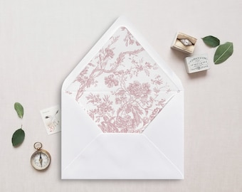 Printable Envelope Liner, A7, EuroFlap, SquareFlap, 6.5 Square, A6, 5.75 Square, 4 Bar, 4 Bar for 5x7 Wedding Invitations Toile French Blush