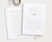 Printable Wedding Wedding Events Template in French Sage Ornaments, Editable Vintage Weekend Events Card, Wedding Welcome Bag Note, Avelyn