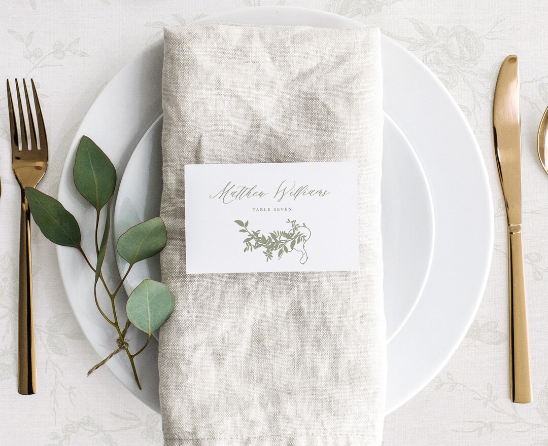 Printable Wedding Place Cards Template, Editable Table Setting With ...