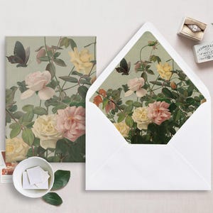 12 x 18 Hochzeitseinladungen, Pergamentpapier und Umschlag Liner für 5x7 Hochzeitseinladungen, Mini Bundle, Rosen mit Schmetterlingsmalerei