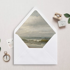 Druckbare Umschlag Liner, A7, Euro Klappe, Quadrat Klappe, 6.5 Quadrat, A6, 5,75 Quadrat, 4 Stange, 4 Stange für 5x7 Hochzeitseinladungen, Ozean