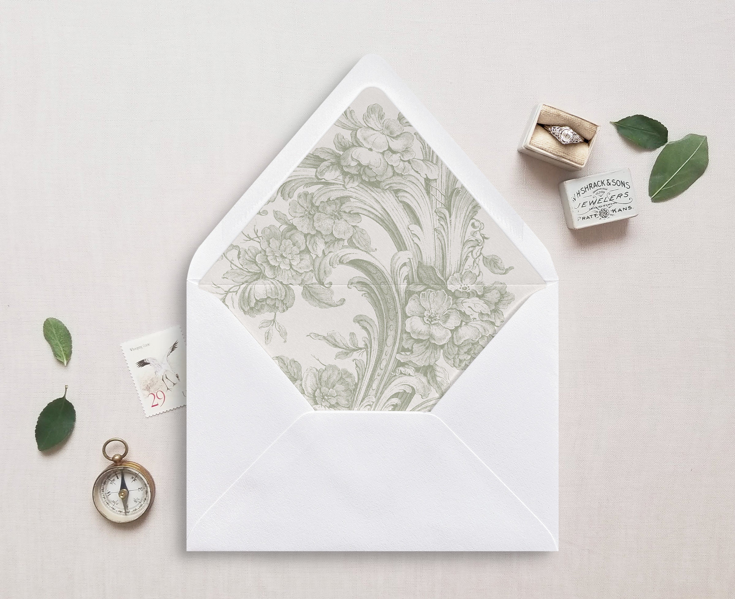 5x7 Vintage Floral Custom wedding envelope liners (100 pcs/1 pack