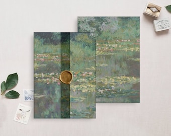 Printable Wedding Vellum Wrap, Water Lilies Painting II.