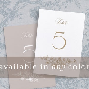 Printable Wedding Table Numbers Template with French Roses, Editable Vintage Small Table Sign Cards, Dusty Blue Table Number, Emma image 4