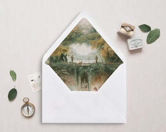 Printable Envelope Liner, A7, Euro Flap, Square Flap, 6.5 Square, A6, 5.75 Square, 4 Bar, 4 Bar for 5x7 Wedding Invitations, Park