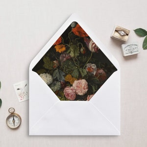 Druckbare Umschlagunterlage, A7, Euroklappe, quadratische Klappe, Blumen Stillleben Umschlageinlage für 5x7 Hochzeitseinladungen, Papageientulpen