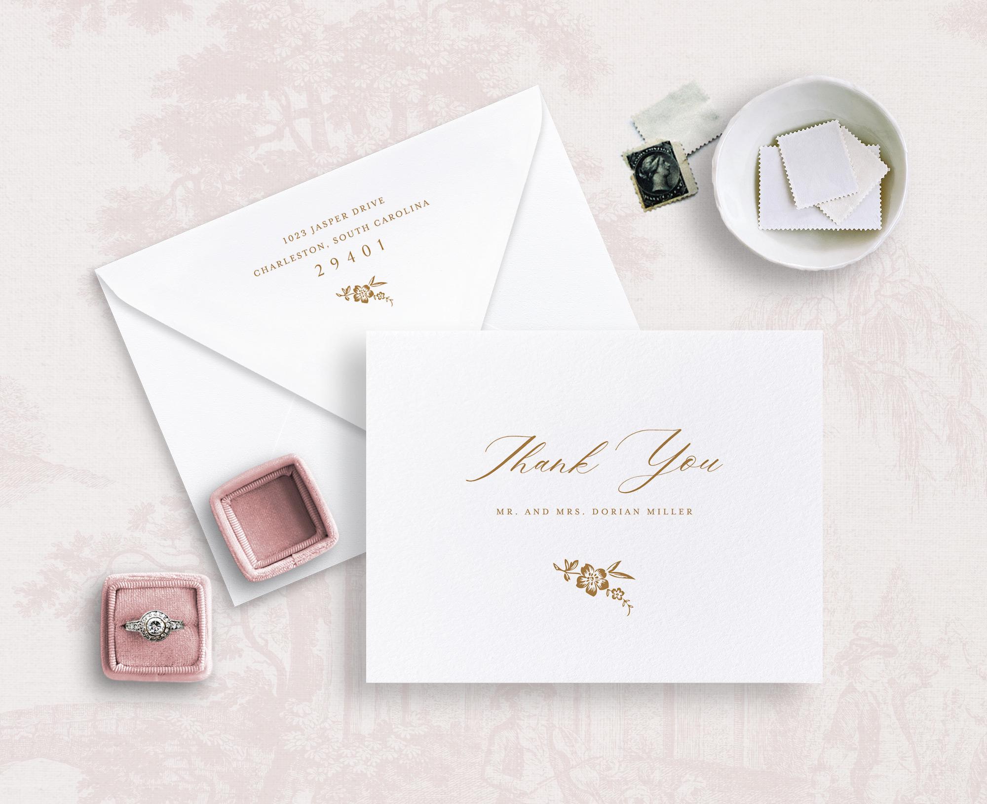 Return Thanks. Message Printable Thank You Card Template With Gold Filigree Details, Editable ...