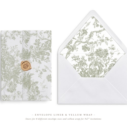 Printable Wedding Vellum Wrap and Envelope Liner for 5x7 Etsy