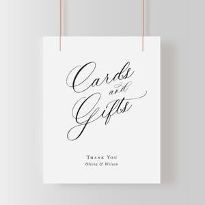 Cartello per biglietti e regali, modello di cartello per matrimonio con calligrafia stampabile, cartello elegante modificabile, cartello nero classico 8x10 / CS