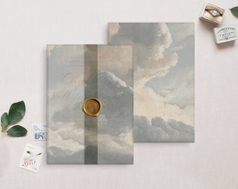 Printable Wedding Vellum Wrap, Clouds Painting