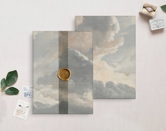 Printable Wedding Vellum Wrap, Clouds Painting