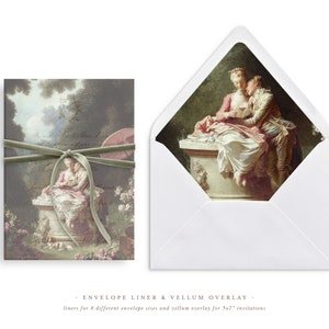 Druckbare Hochzeit Pergamin Overlay und Umschlag Liner für 5x7 Hochzeitseinladungen Mini Bundle, Liebesbrief Barock