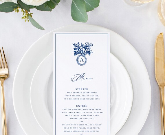 Wedding ♡ メニュー表 - Damask- blue.✳︎ - ウェディング
