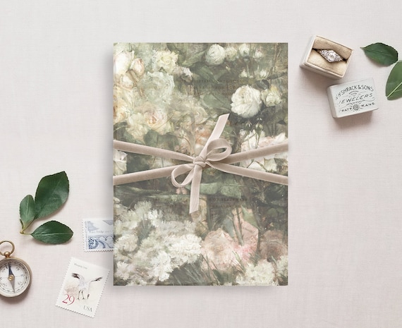 Printable Wedding Vellum Overlay for 5x7" Invitation, Fine Art Wedding Embellishment, Roses