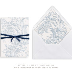 13x18 Hochzeitseinladungen Pergamin Overlay und Umschlag Liner, Französische Rosen, 13 x 18, Hochzeitseinladungen