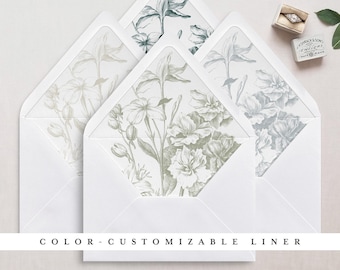 Color-customizable & Printable Envelope Liner Templates in 9 different sizes, Jasmin Engraving