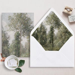 Druckbare Hochzeit Pergamentverpackung und Umschlag Liner für 5x7 Hochzeitseinladungen Mini Bundle, Summer Trees Artwork