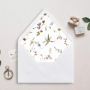 Druckbare kleine Herbst Floral Umschlag Liner, A7, Euro Flap, quadratische Flap, 4 Bar, 4 Bar für 5x7 Hochzeitseinladungen