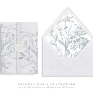 Pergaminpapier für 5x7 Hochzeitseinladungen im Vintage Jasmin Design
