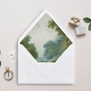 Printable Envelope Liner, A7, Euro Flap, Square Flap, Envelope Liner for 5x7 Wedding Invitations, French Garden