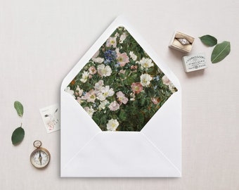 Printable Envelope Liner, A7, Euro Flap, Square Flap, 6.5 Square, A6, 5.75 Square, 4 Bar, 4 Bar for 5x7 Wedding Invitations, Wild Roses