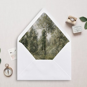 Umschlag Liner, A7, Euro Klappe, Quadrat Klappe, 6,5 Quadrat, A6, 5,75 Quadrat, 4 Stange, 4 Stange für 5x7 Hochzeitseinladungen, Sommerbäume