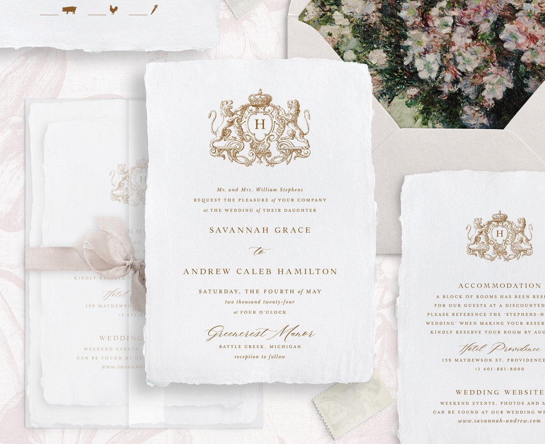 Printable Wedding Invitation Template Set With Golden Royal - Etsy Australia