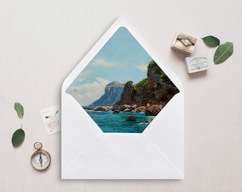 Printable Envelope Liner, A7, Euro Flap, Square Flap, Tropical Wedding Envelope Liner for 5x7 Wedding Invitations, Costa Rica