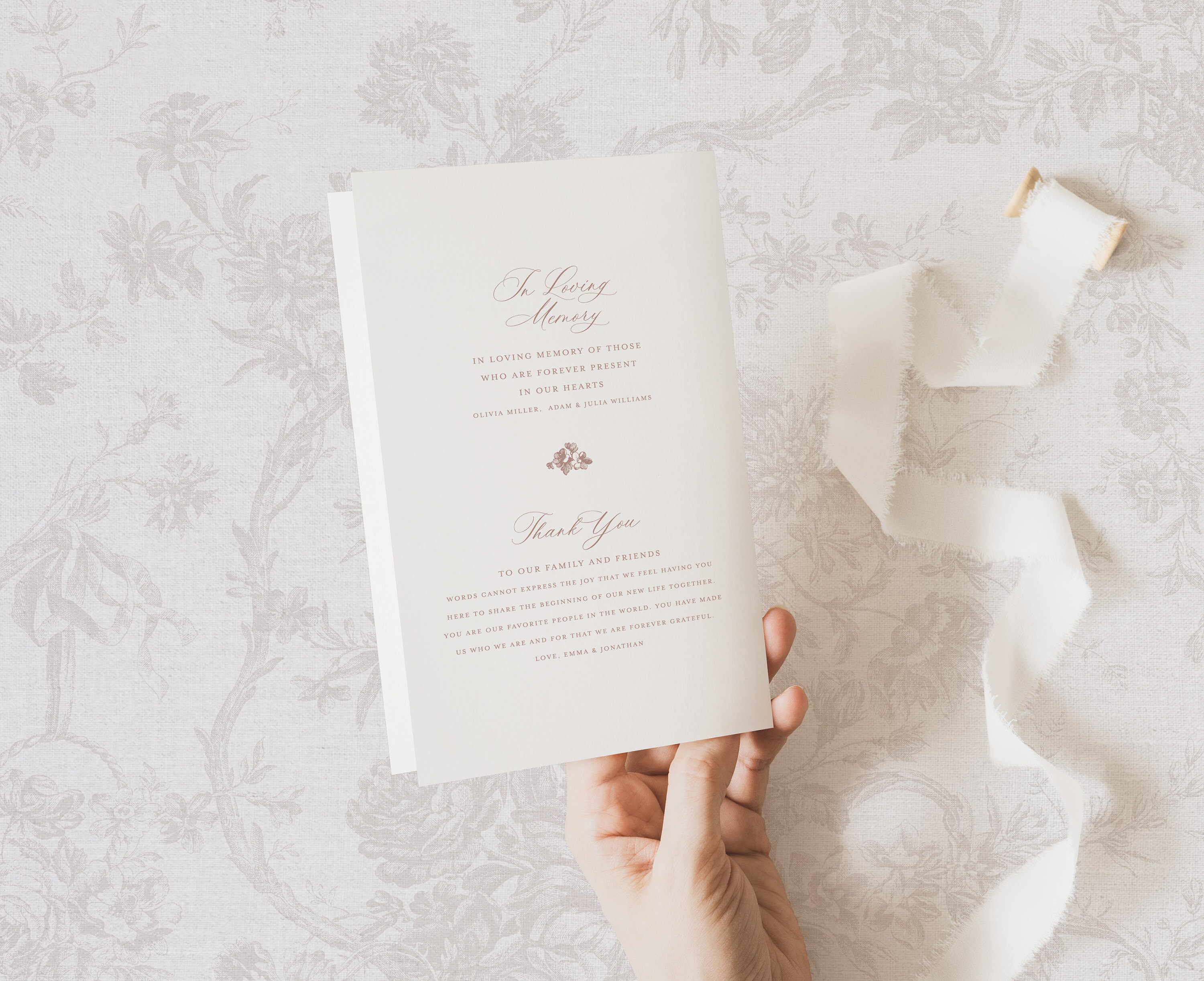 Printable Wedding Program Template With French Roses Editable - Etsy