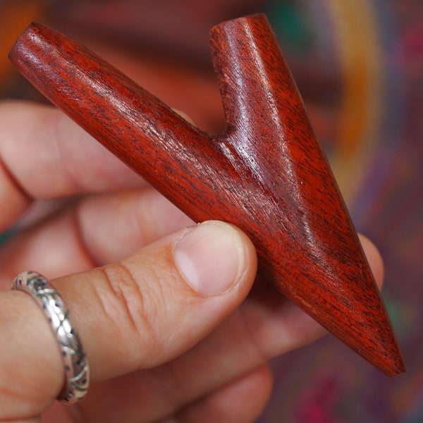 Kuripe Self Applicator · Palo Sangre Wood · Rapeh Snuff Pipe | Peruvian Artisan Kuripe for Hape Hapeh Snuff | Shamanic Ceremonial Tool Peru