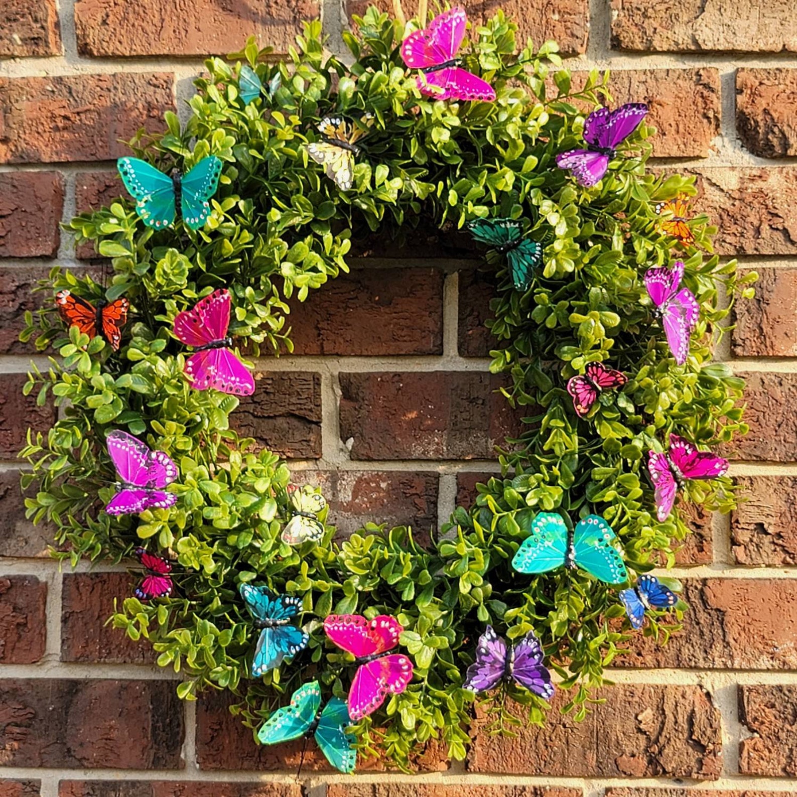 Butterfly Wreath for Front Doorboxwood Wreathsummer Spring Etsy