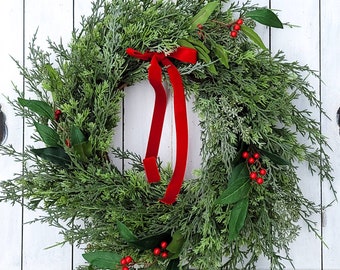 Christmas Wreath For Front Door- Winter Wreath-Christmas Decor-Holiday Decor-Evergreen Wreath-Christmas Wreaths