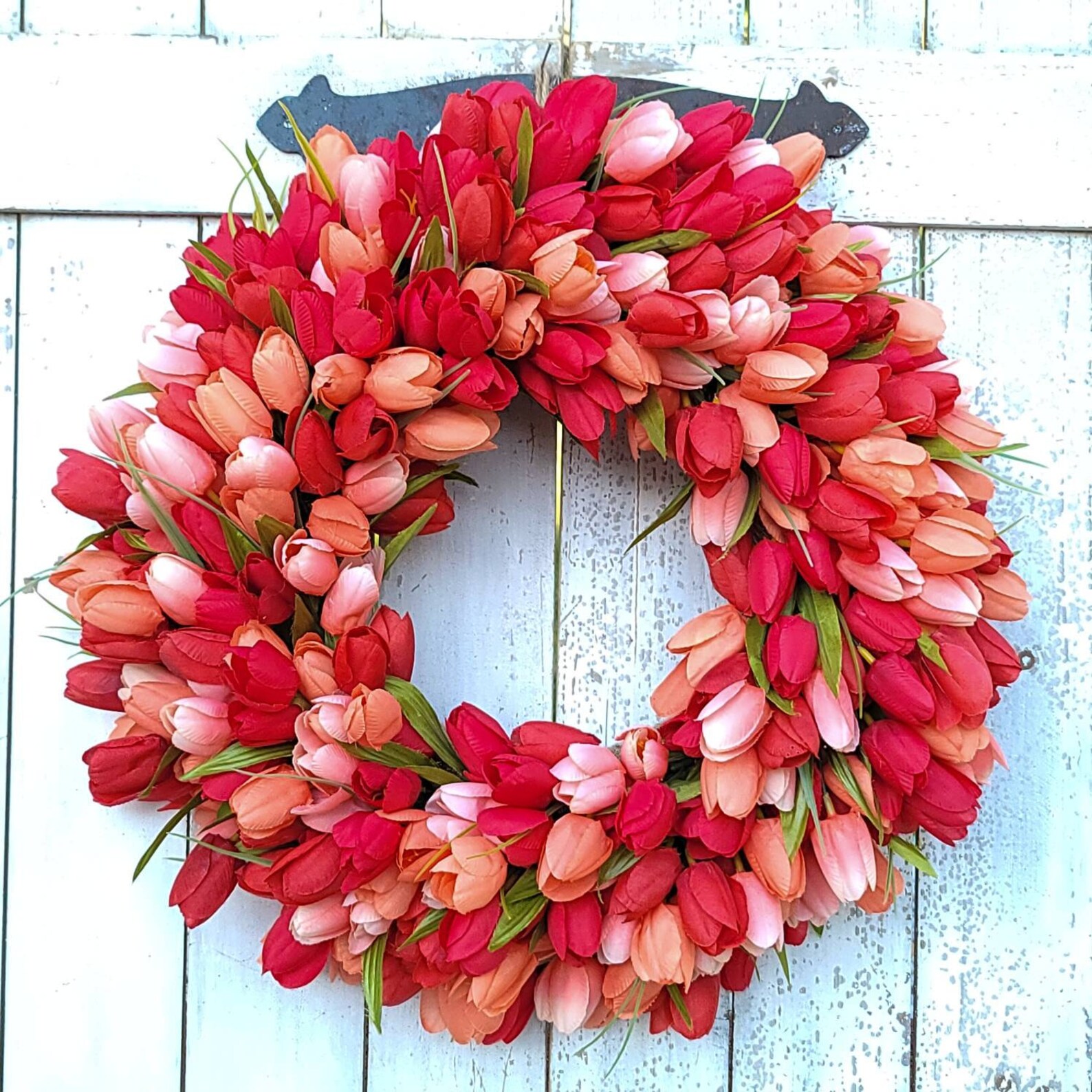 Tulip WreathRed Tulip WreathFloral Wreath for Front Etsy