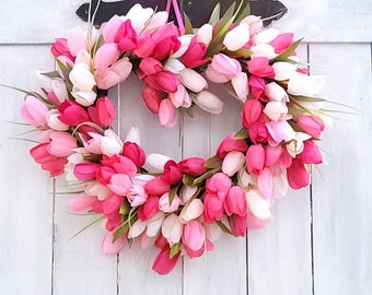 Tulip Heart Wreath: Valentine's Day Door Hanger