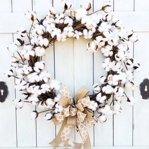 Cotton Wreath-Farmhouse Decor- Farmhouse Wreath- Cotton Branch Wreath-Year Round Wreath- Farmhouse Wall Decor-Cotton Boll Wreath