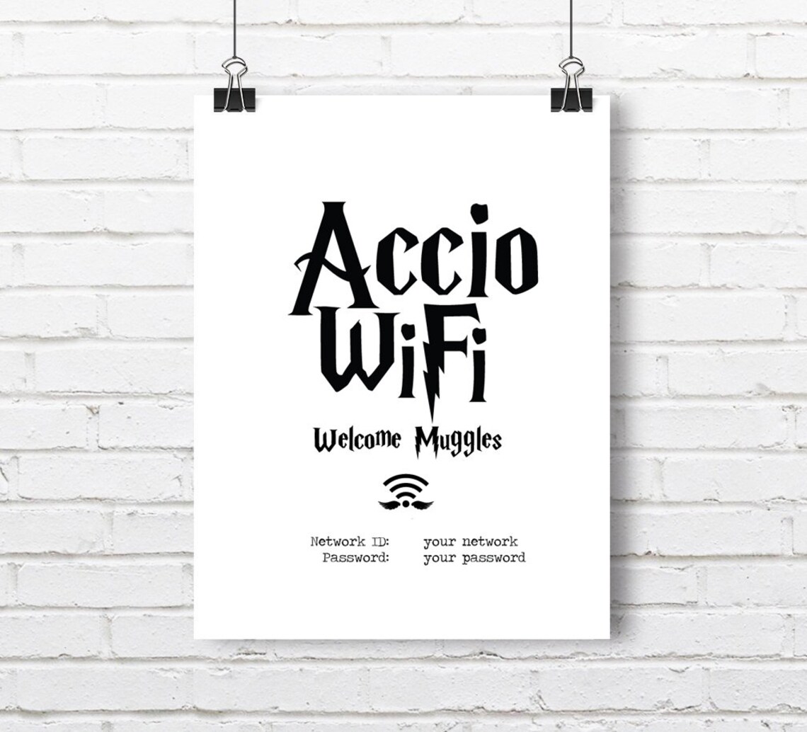 Accio Wifi Harry Potter Home Print Digital Download WiFi Etsy