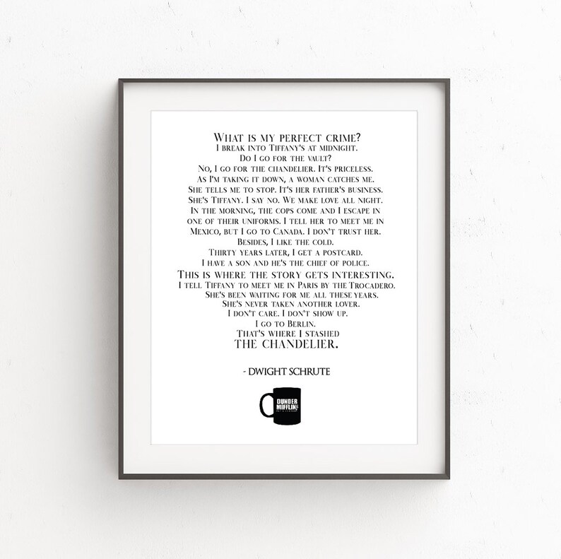 The Perfect Crime Dwight Schrute Quote Office Printable | Etsy