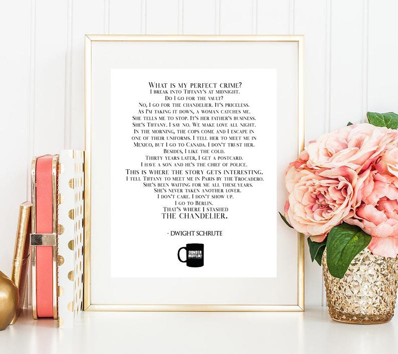 The Perfect Crime Dwight Schrute Quote Office Printable | Etsy