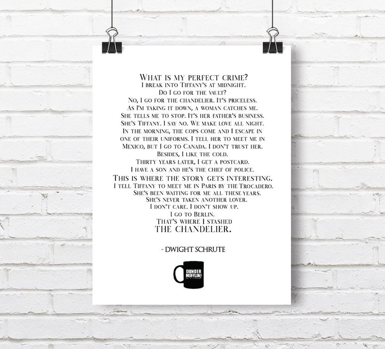 The Perfect Crime Dwight Schrute Quote Office Printable | Etsy