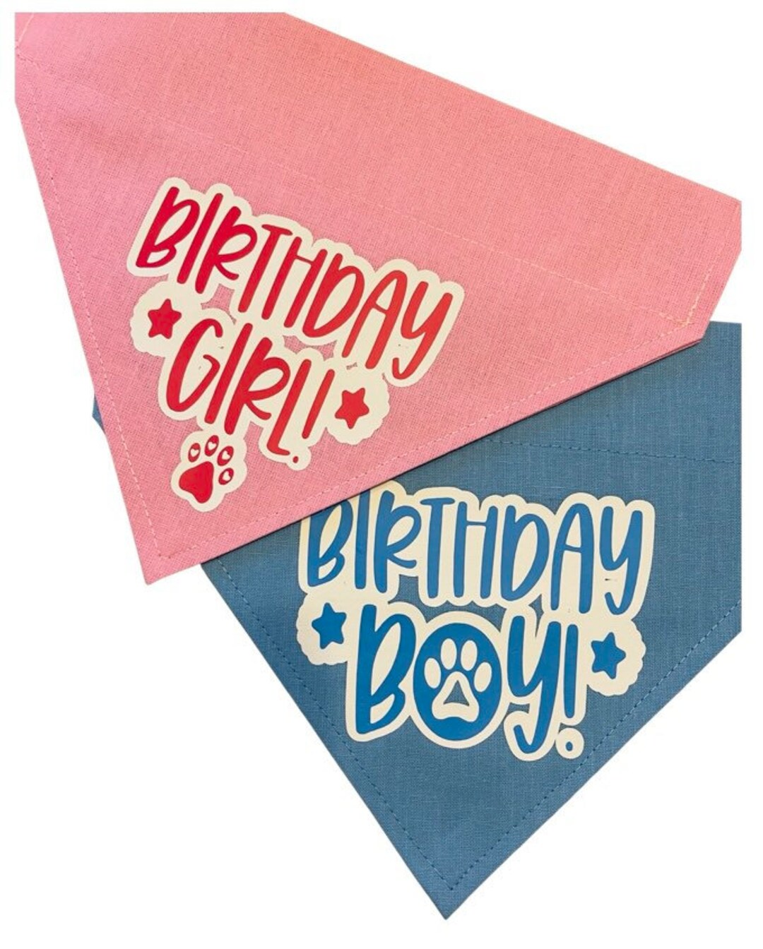Dog Birthday Bandana birthday Boy / Girl Blue or Pink Slips Over the