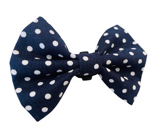 DOG  Bowtie * Navy Spot Bow * Slips over the Collar * Small, Medium ,Large