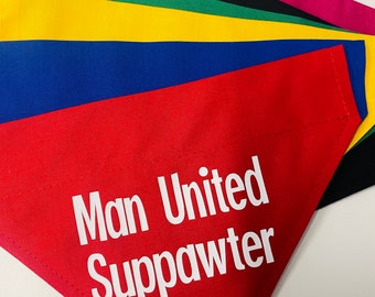 Personalised Football Dog Bandana * ANY TEAM * Slips over the Collar * XS, Small, Medium ,Large