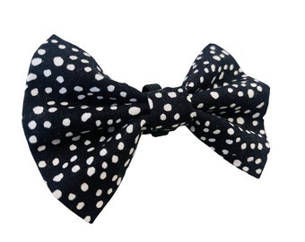 DOG  Bowtie * Black with White Spot Bow * Slips over the Collar * Small, Medium ,Large
